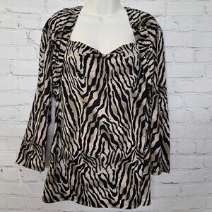 New Directions Zebra Print Sequins Top Size XL